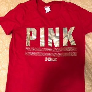 Women’s Red shirt with pink Gold Logo from Pink